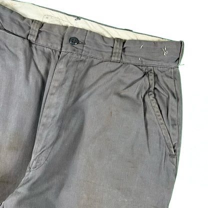 50s Grey Sailcloth Cotton Work Chinos- 31x32