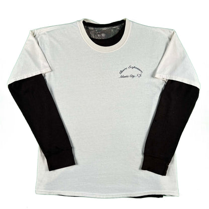 00s Atlantic City Strip Club Tee & Thrashed Black Waffle Knit Thermal- XL