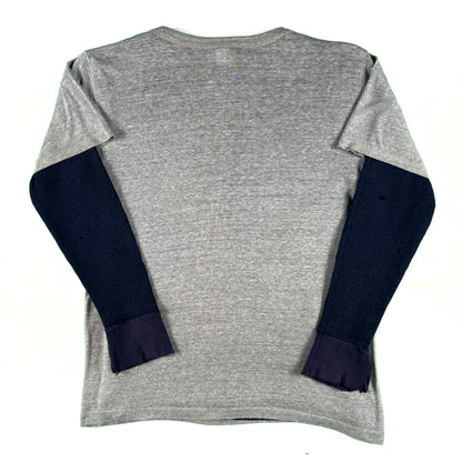 80s Paper Thin Champion Mariners Tee & Navy Waffle Knit Thermal- XL