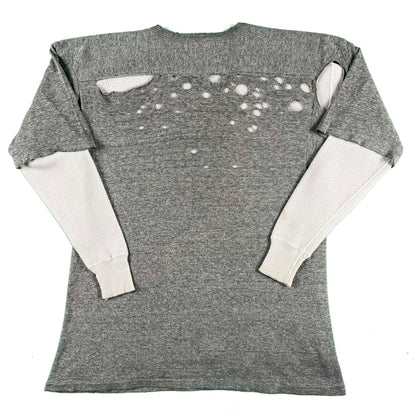 80s Thrashed Champion Football Tee & 70s Waffle Knit Thermal- L