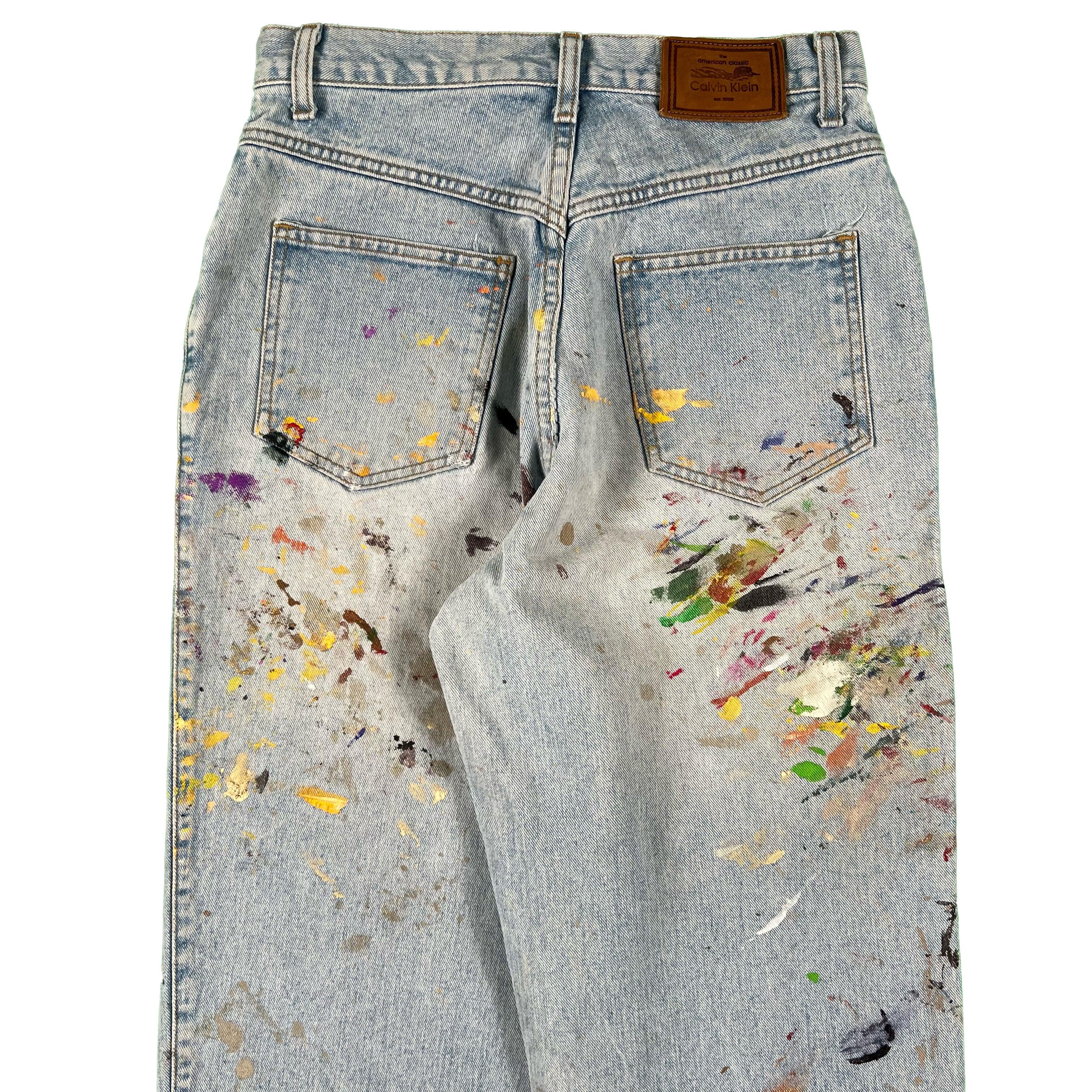 90s Calvin Klein Paint Splatter Denim 28x31.5 Plum Garments