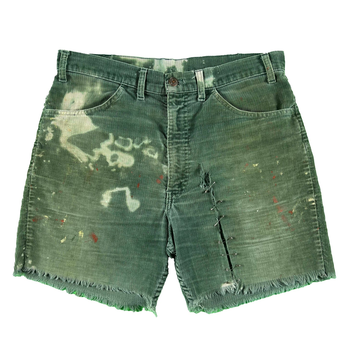 70s Sun Faded & Safety Pinned Levi's Corduroy Shorts- 33x5