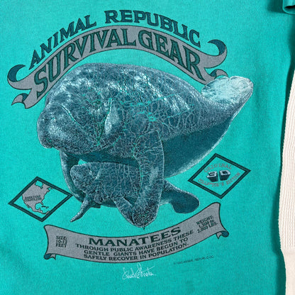 90s Manatees Tee & 80s Waffle Knit Thermal- M