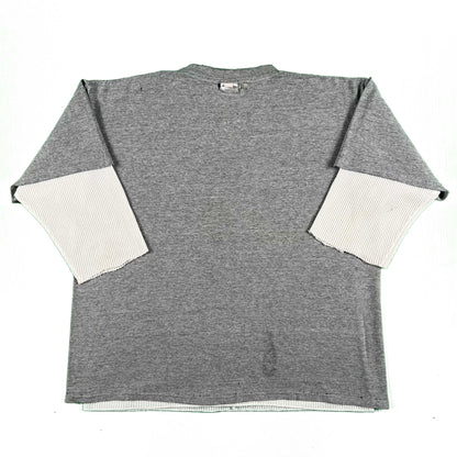 00s Thrashed Nike 'Supreme Court' Hoops Tee & 90s Waffle Knit Thermal- M