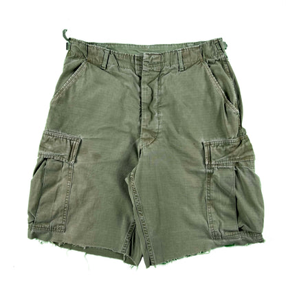 60s Cut Off Army Poplin Cargo Shorts- 30x9.5