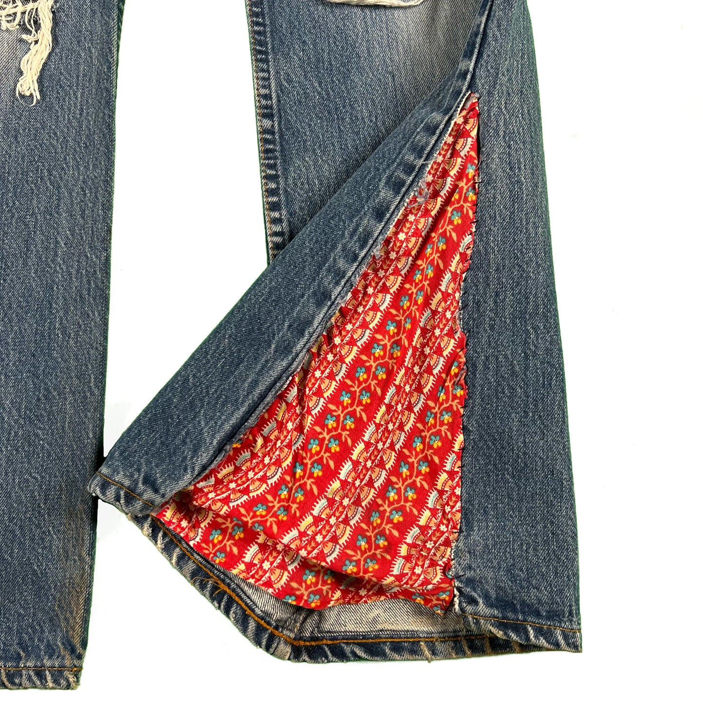 80s Levis 517 'Make Love Not War' Custom Flares- 31x28.5