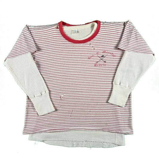 60s Striped Rebels Tee & 70s Waffle Knit Thermal- M