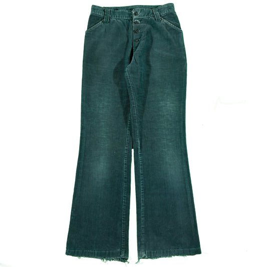 70s Forest Green Sears Corduroy Flares- 27x29.5