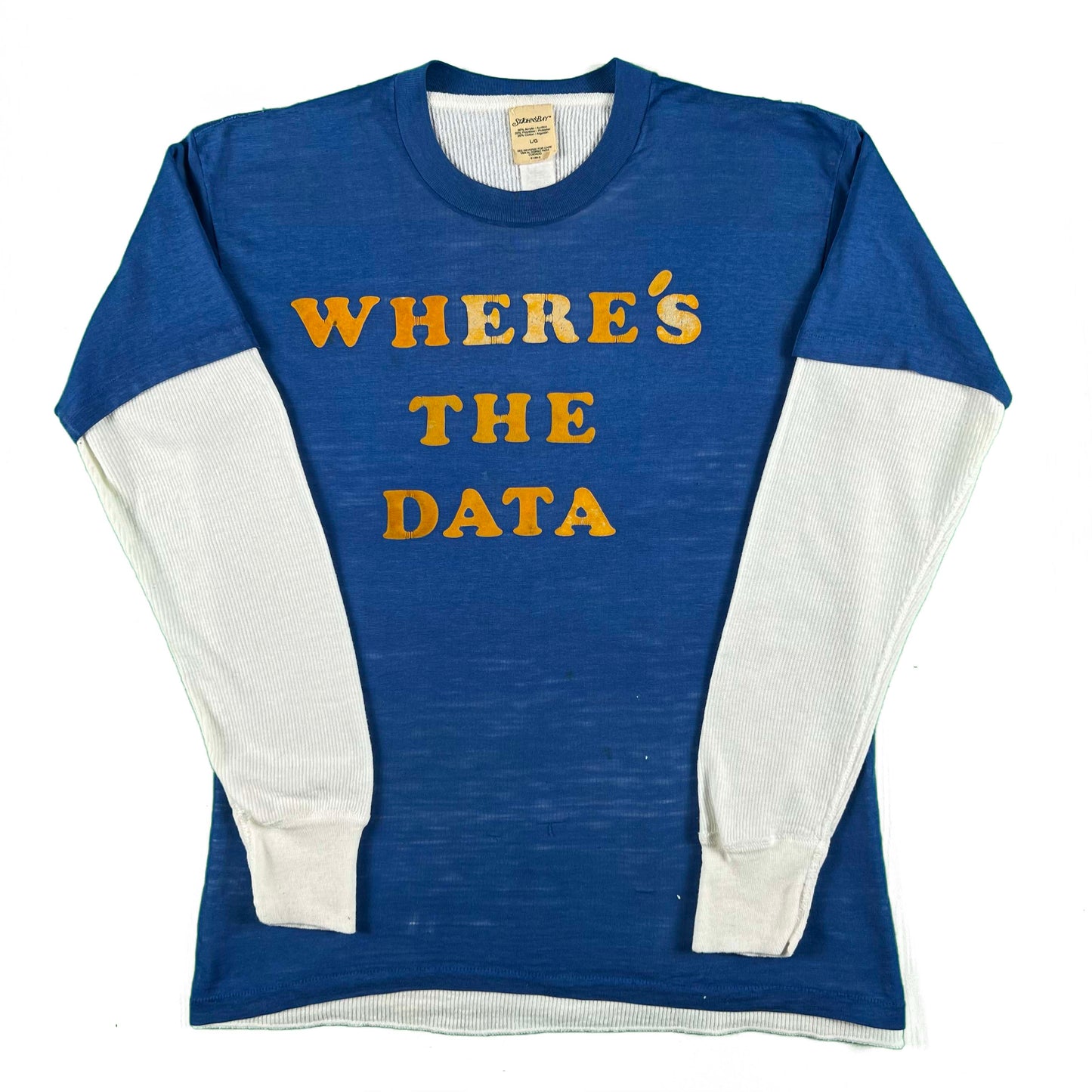 70s Paper Thin 'Where's the Data' Tee & 70s Waffle Knit Thermal- M