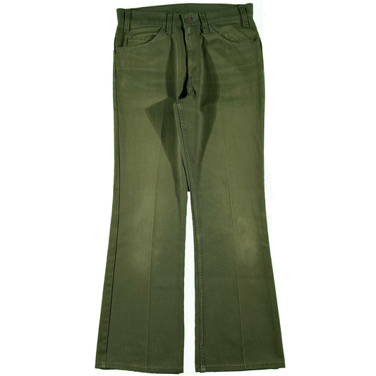 70s Faded Olive Green Levi's Flares- 31x30.5