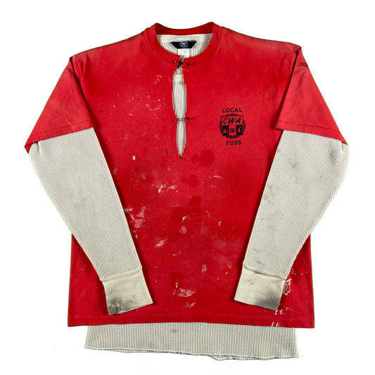 80s 'This Time It's Personal' Painter's Tee & Waffle Knit Thermal- XL