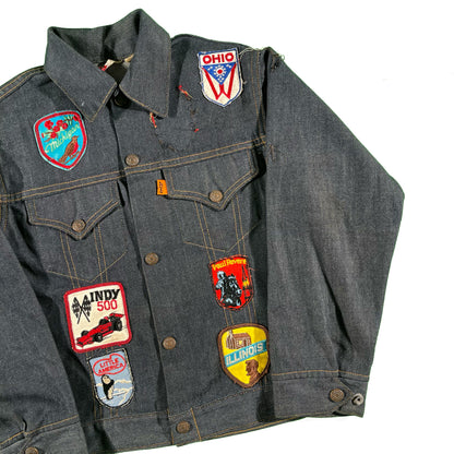 70s Levi's Patched Dark Wash Denim Jacket- XXS