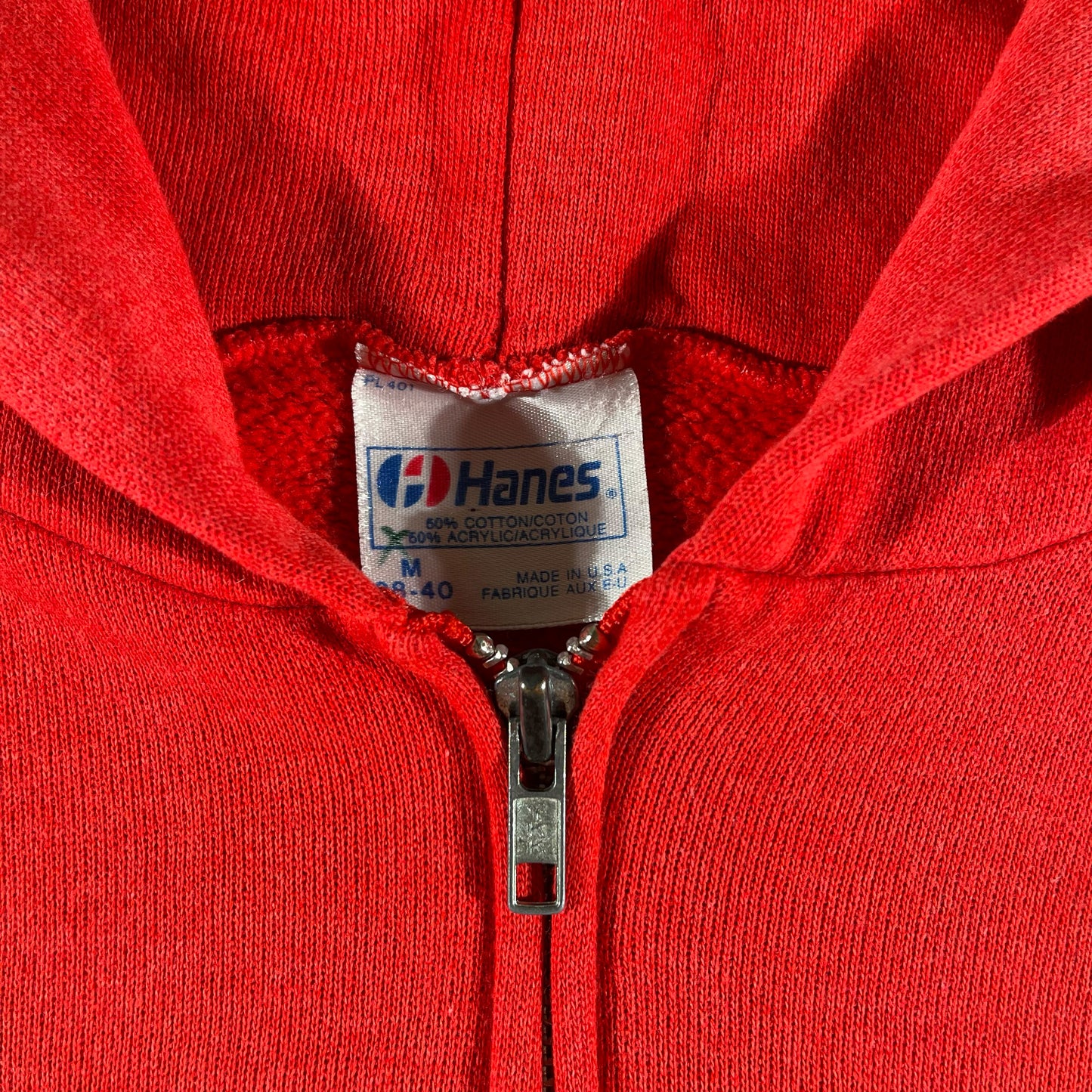 80s Faded Red Zip Up Hoodie- M