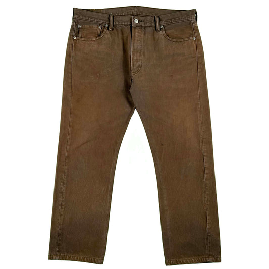 00s Sun Faded Brown Levi's 501 Zipper Fly Denim- 38x28