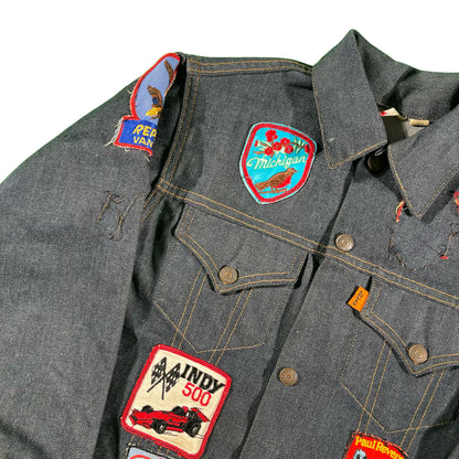 70s Levi's Patched Dark Wash Denim Jacket- XXS