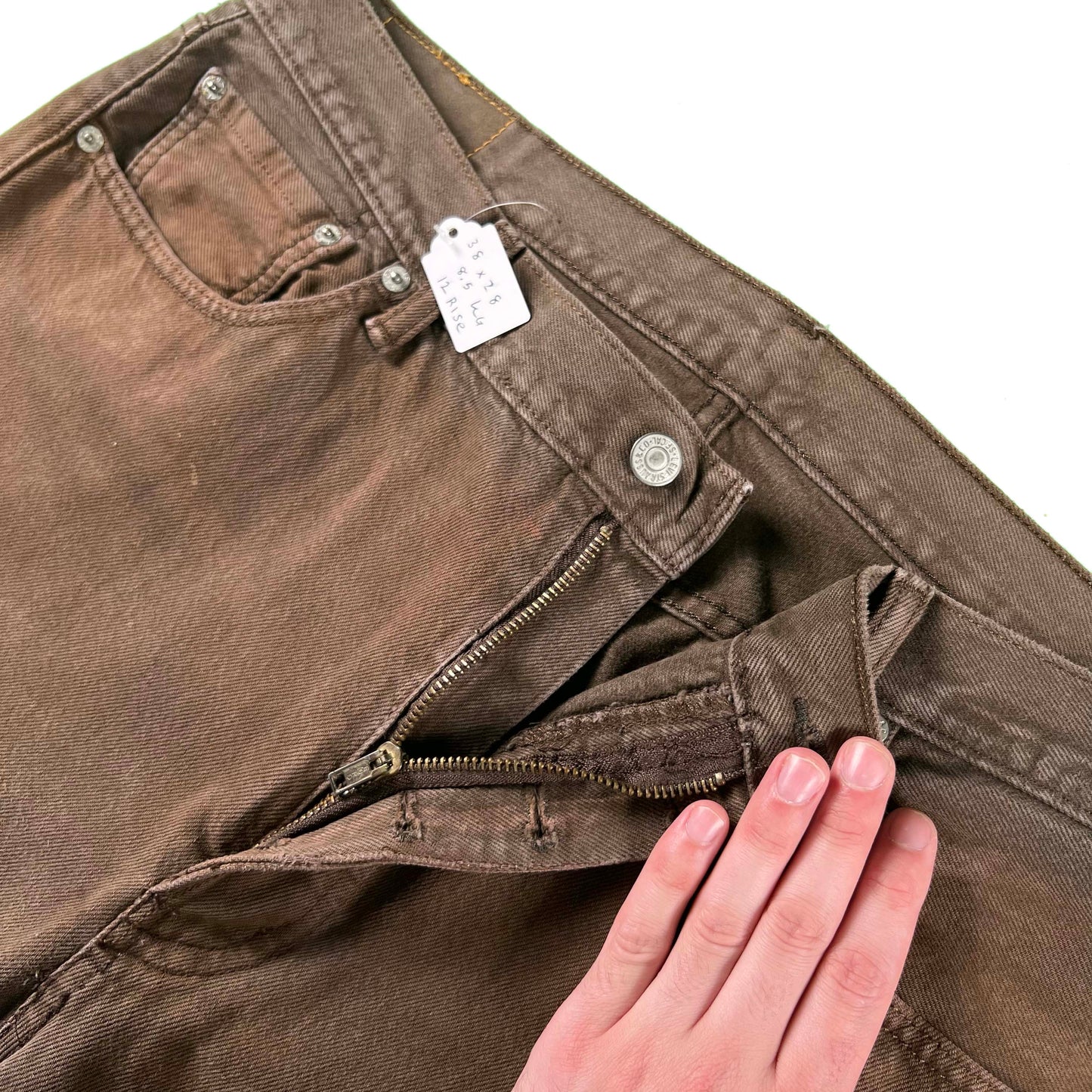 00s Sun Faded Brown Levi's 501 Zipper Fly Denim- 38x28