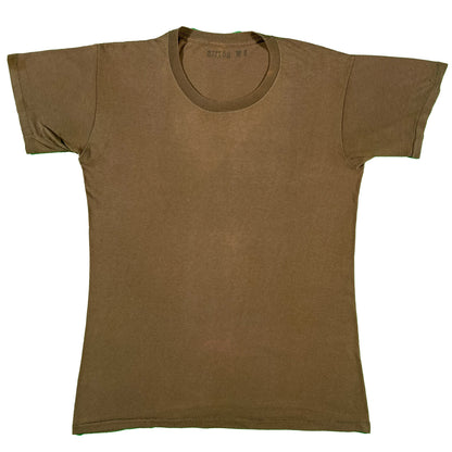 80s Over Dyed Brown Stenciled Military Tees- M