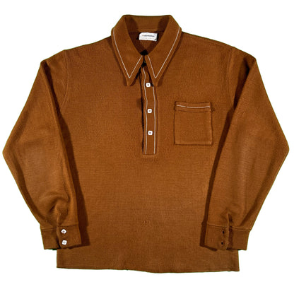 70s Long Sleeve Knit Polo- L