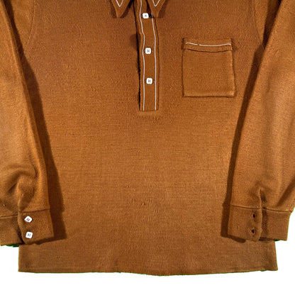 70s Long Sleeve Knit Polo- L