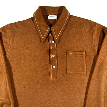 70s Long Sleeve Knit Polo- L