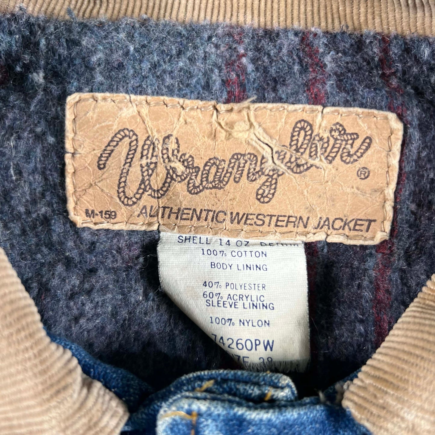 80s Blanket Lined Wrangler Denim Jacket- M