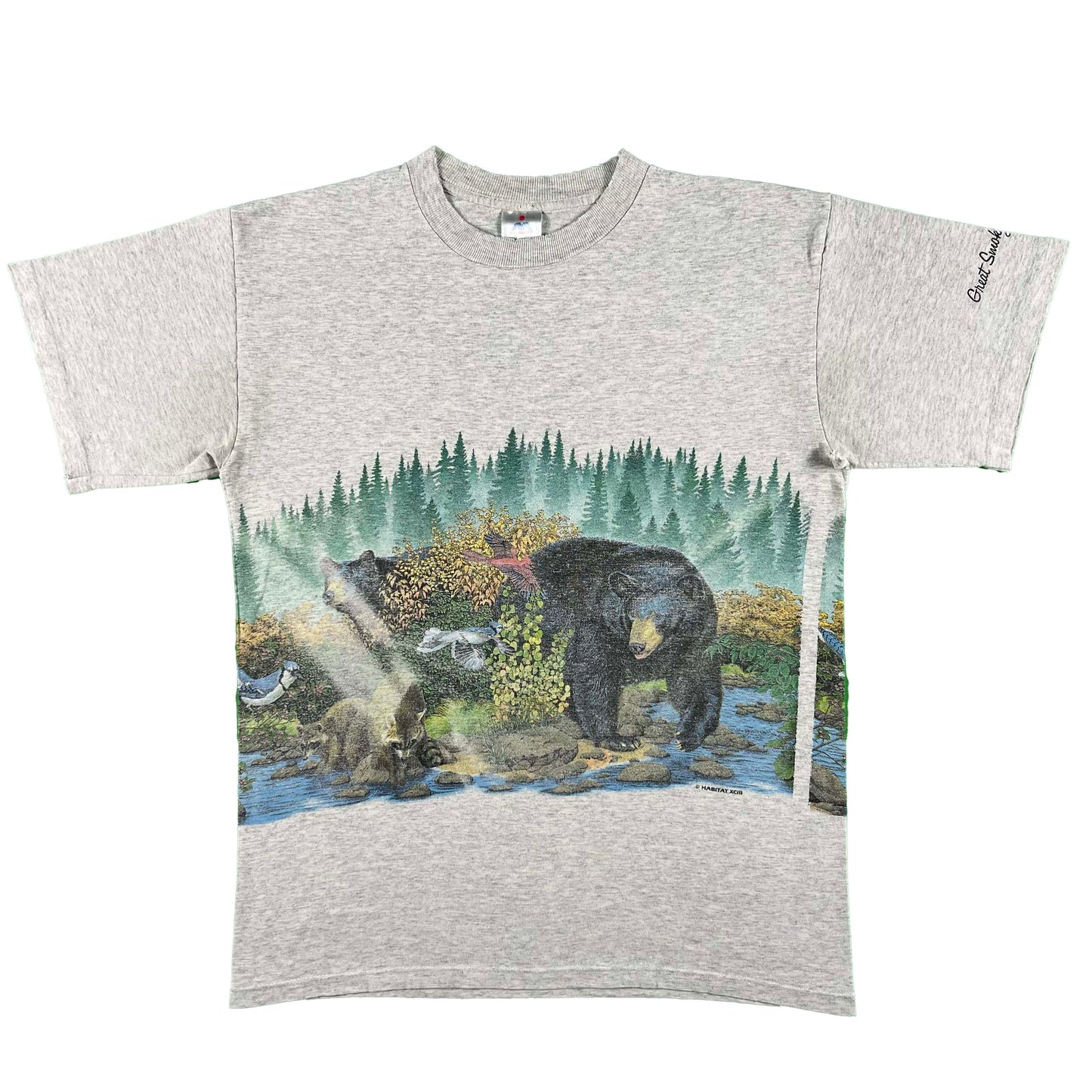 90s Wrap Around Bear Wildlife Scene Tee- M