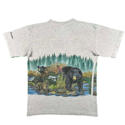 90s Wrap Around Bear Wildlife Scene Tee- M