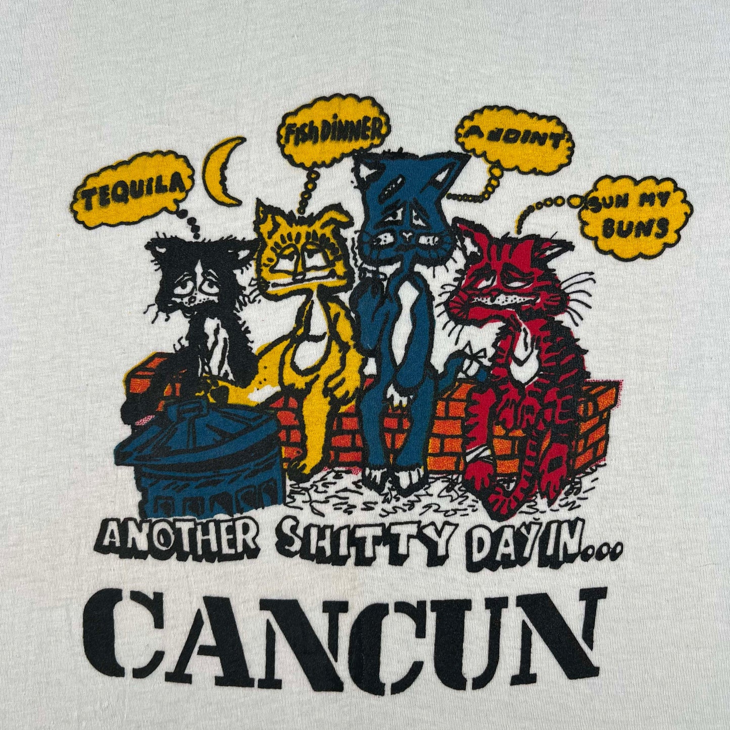 80s 'Another Shitty Day In Cancun' Cats Tee- XL
