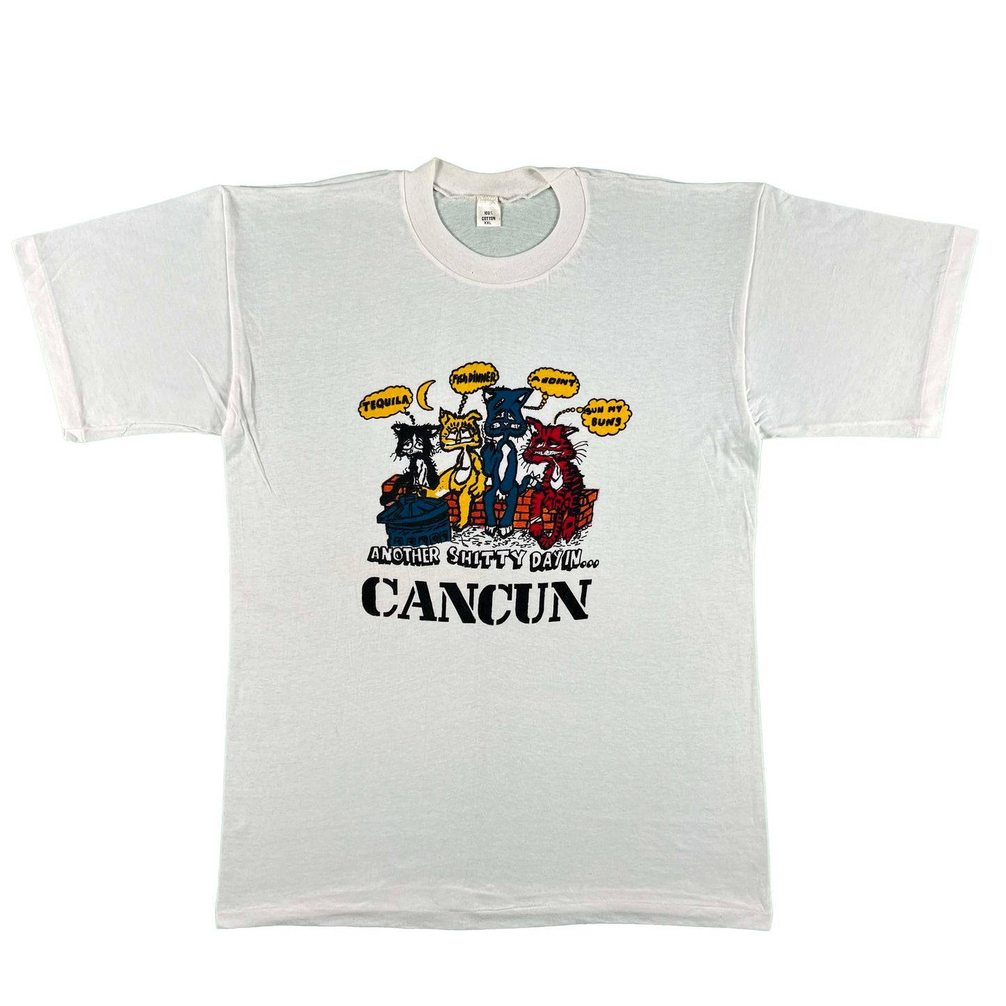 80s 'Another Shitty Day In Cancun' Cats Tee- XL