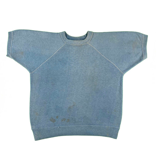 60s Sun Faded Blue Short Sleeve Sweatshirt- S