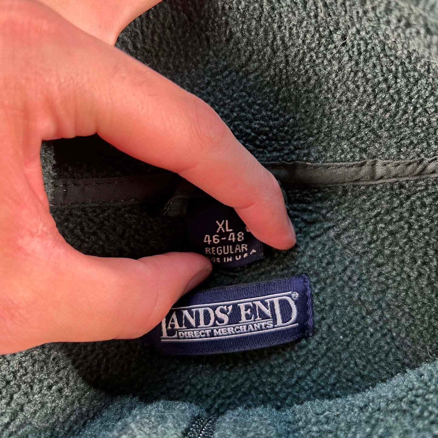 90s Lands' End Forest Green 1/4 Zip Fleece- XL