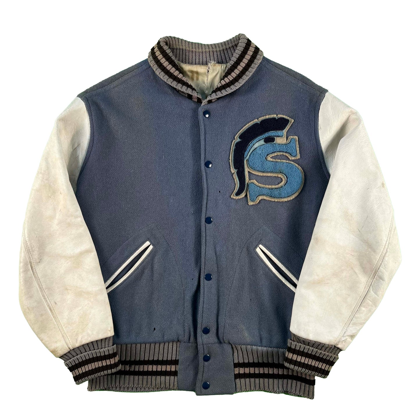 50s Blue Spartans Varsity Jacket- XL