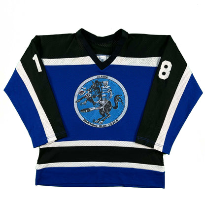 80s Alaska Mustang Blue Devils Mesh Hockey Jersey- S