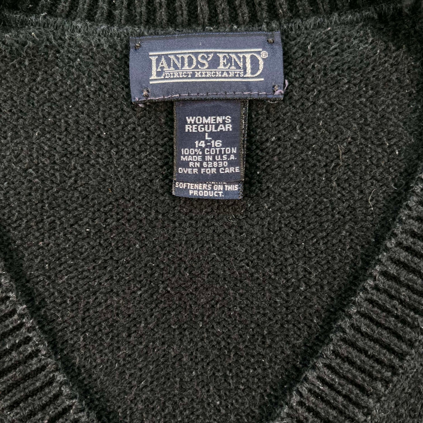 90s Lands' End 100% Cotton V Neck Knit- M