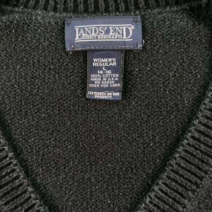 90s Lands' End 100% Cotton V Neck Knit- M