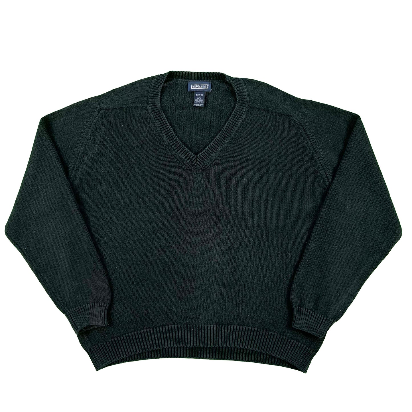 90s Lands' End 100% Cotton V Neck Knit- M