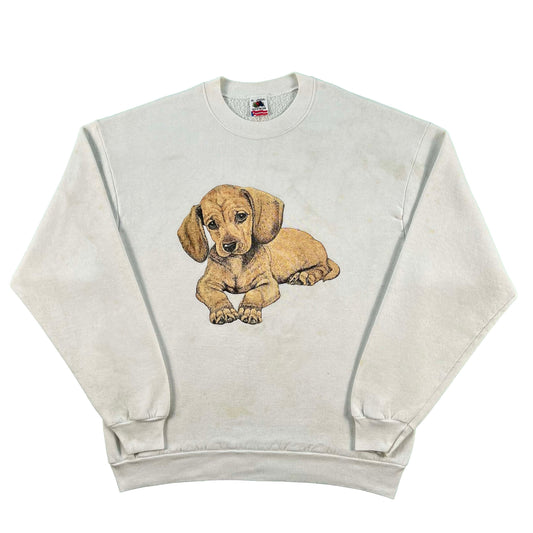 90s Dachshund Puppy Sweatshirt- L