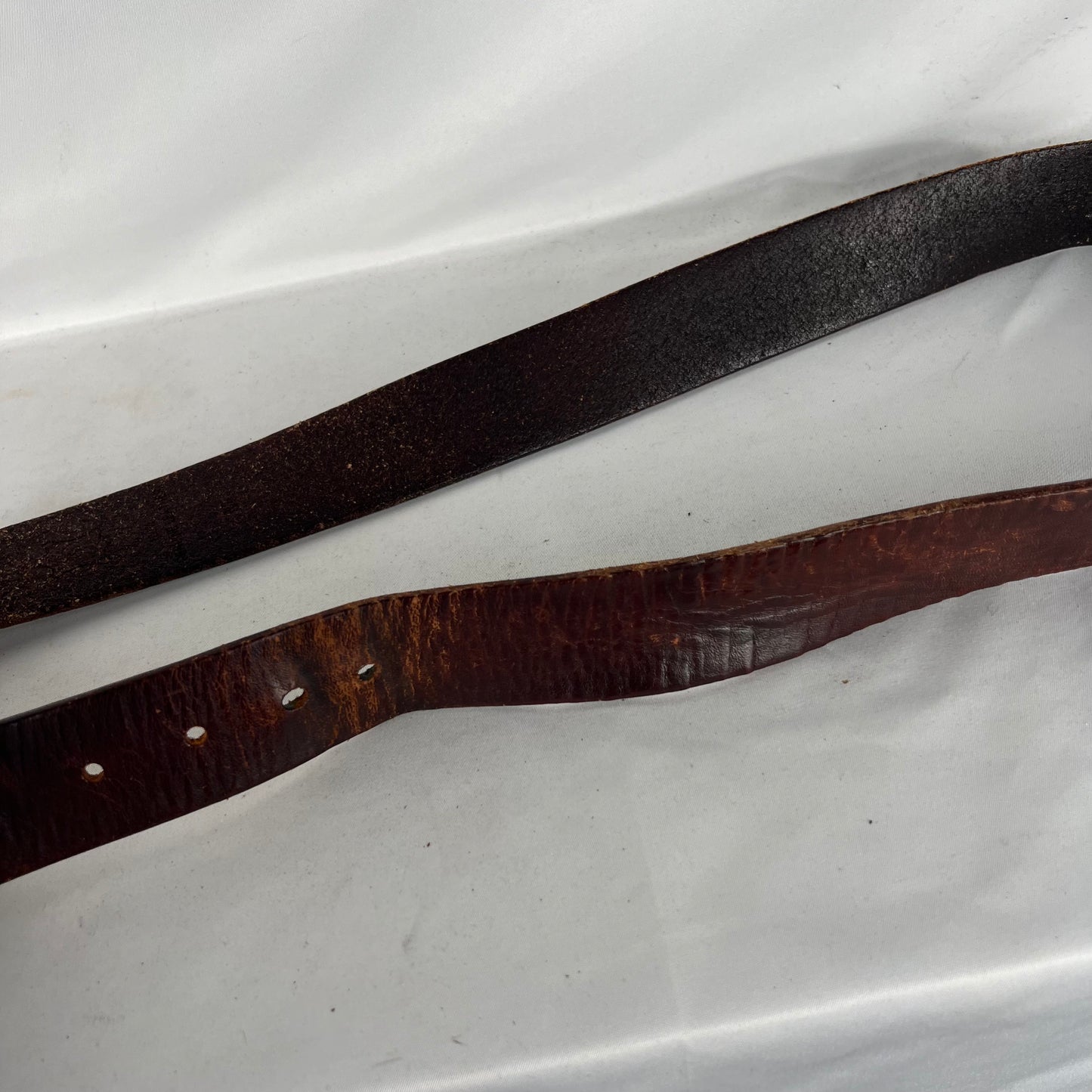 90s/00s Square Buckle Patina Brown Leather Belt- M