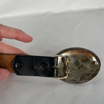 90s Justin 'Champion' Embellished Black Leather Belt- 26