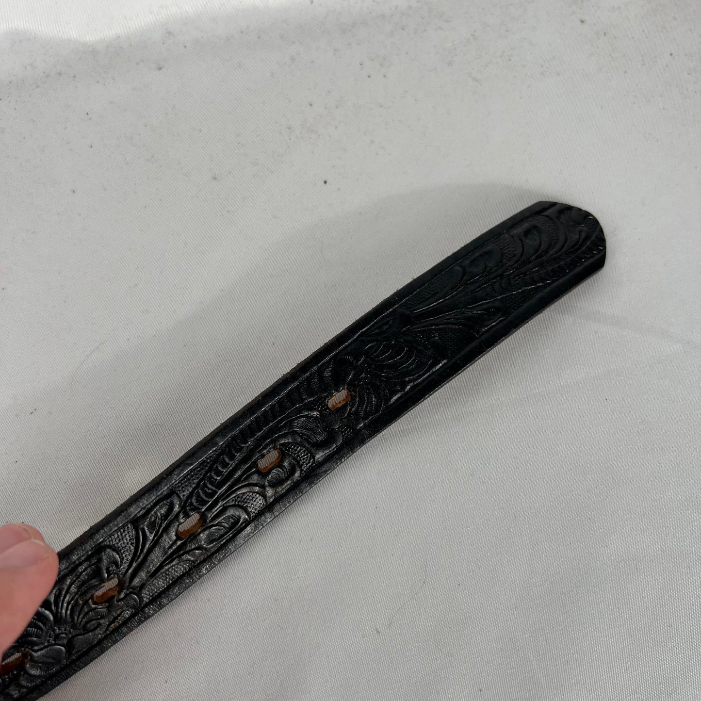 90s Justin 'Champion' Embellished Black Leather Belt- 26