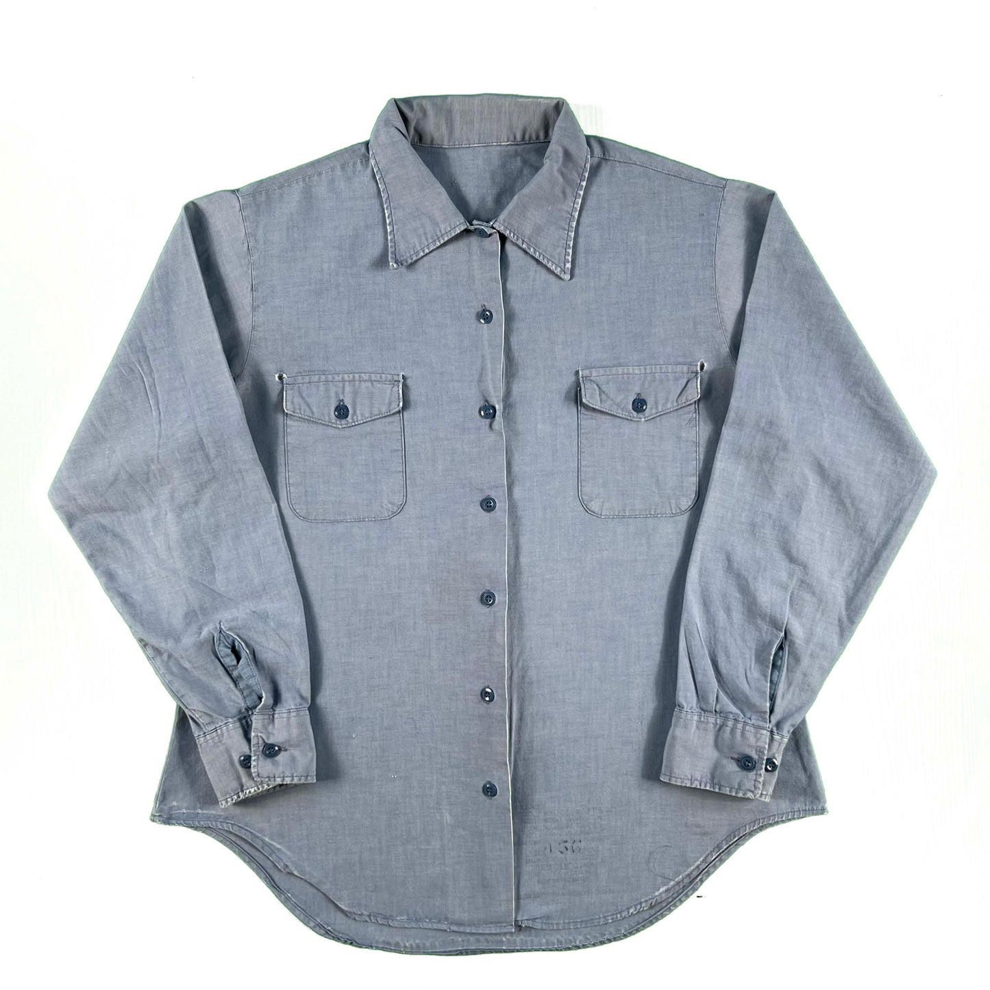70s Thrashed USN Navy Chambray- L