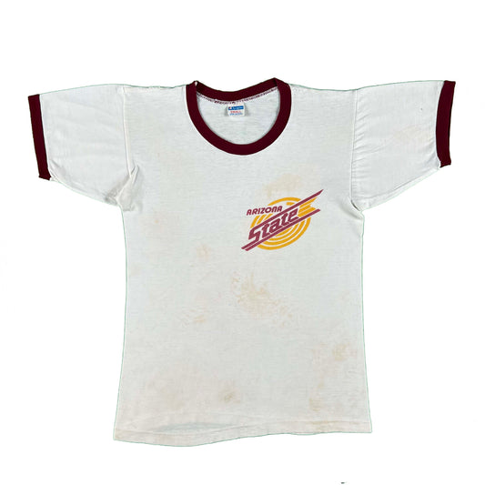 70s Champion Blue Bar Arizona State Ringer Tee- XS