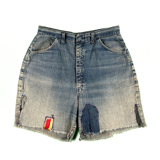 60s Repaired Denim Shorts- 28x5