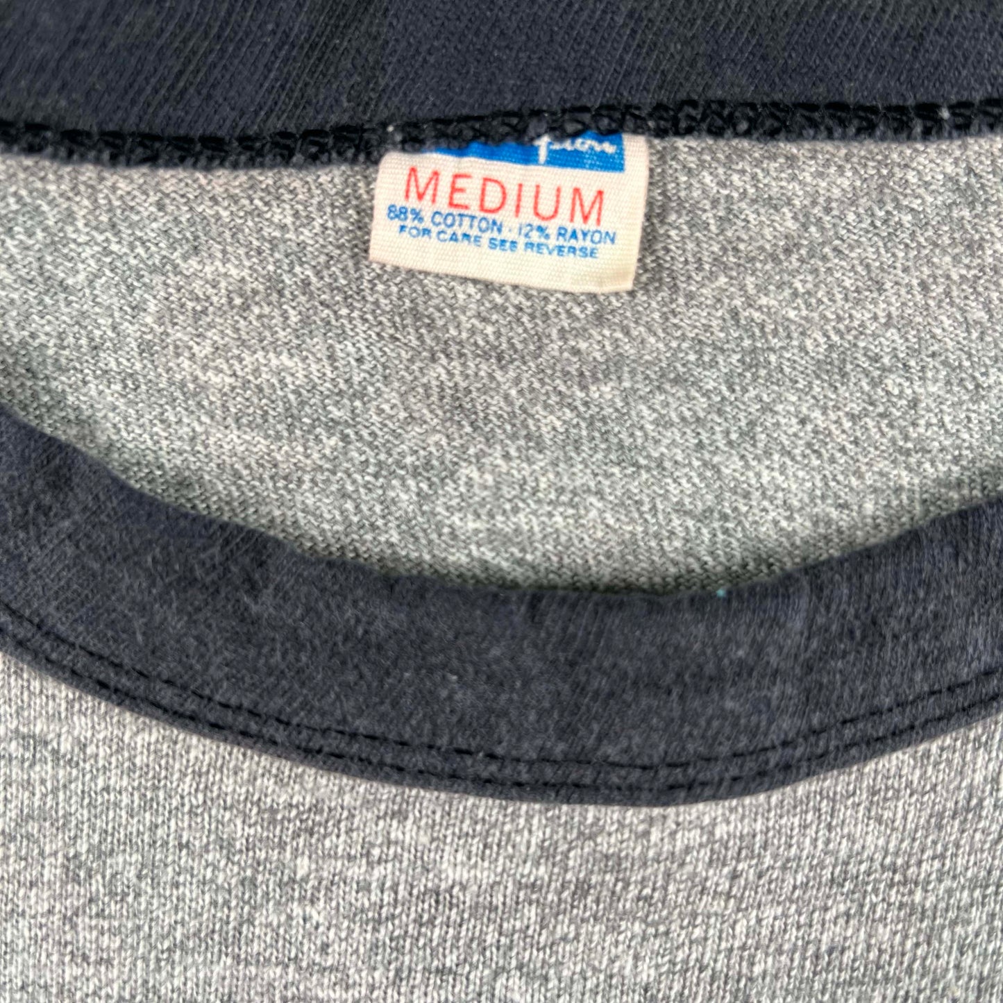 70s Champion Blue Bar Rayon Blend Ringer Tee- M