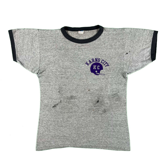 70s Champion Blue Bar Rayon Blend Ringer Tee- M