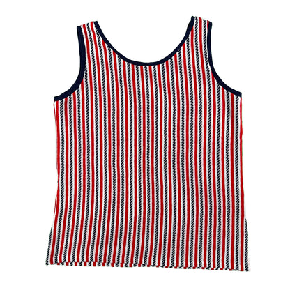 70s Red, White, & Blue Striped Knit Tank Top- M