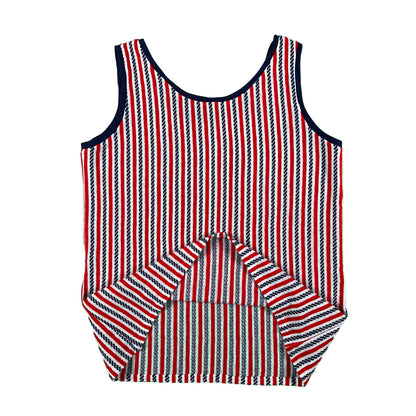 70s Red, White, & Blue Striped Knit Tank Top- M