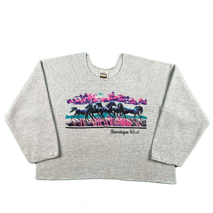 90s Cropped Chincoteague Island Ponies Sweatshirt- M