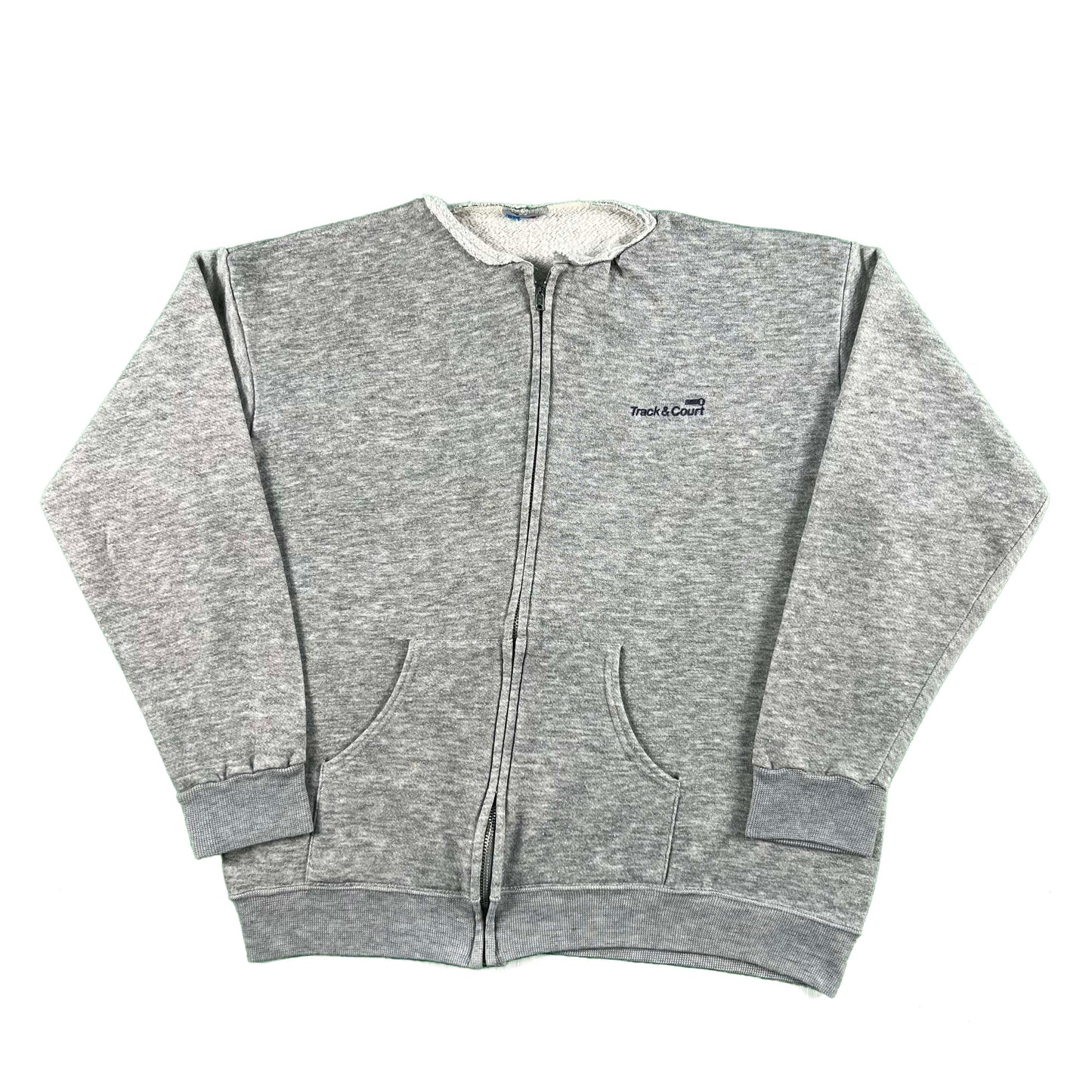 80s Hoodless Track & Court Zip Up Hoodie- L