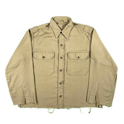 50s Cropped Army Officers 3/4 Sleeve Shirt- L